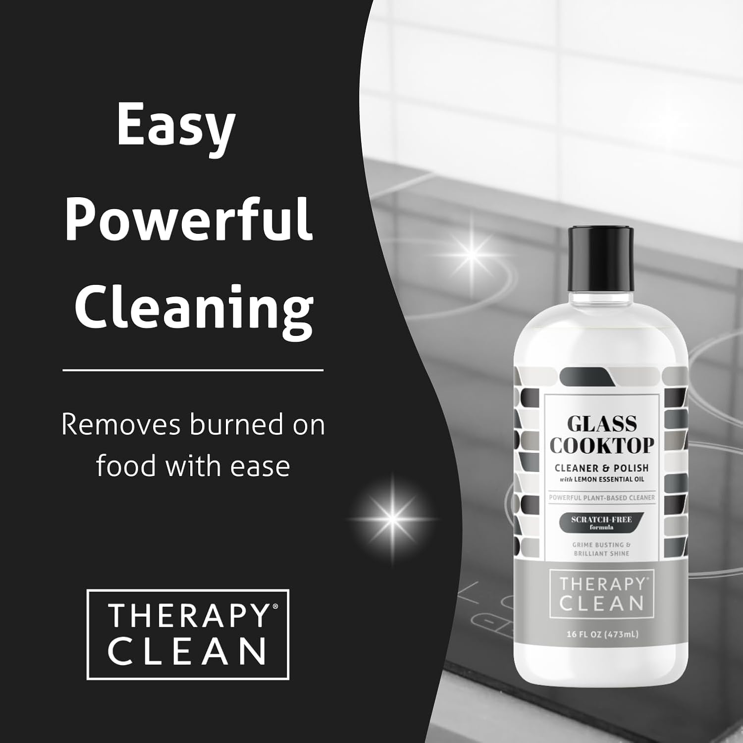 Therapy Glass Cooktop Cleaner Bundle with Microfiber Cloth - Glass Stove Top Cleaner and Polish for Ceramic, Electric, Induction and Flat Top Surfaces