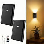 Battery-Operated Motion Sensor Wall Light: 5000mAh Rechargeable Wall Sconce Set of 2 Motion Sensored Closet Light Magnetic Stair Lights Indoor Wireless Wall Sconces Night Light for Bedroom Hallway
