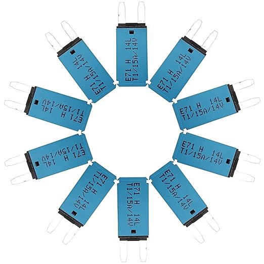 Automatic Reset ATM Mini Circuit Breaker Car Protector Blade Fuses Assortment Kit 10pcs DC 14V E71 T1 15 Amp