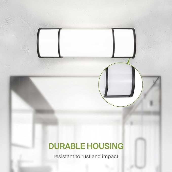 ASD LED 18" Vanity Flush Mount Light Fixture, Linear Bathroom Lighting Bar | 3CCT, Dimmable, Energy Star, ETL Listed | 20W 1650LM 3000-5000K 120V | Long Bath Wall Sconce Over Mirror | Black, 4 Pack