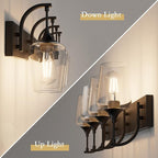 Ralbay Matte Black Bathroom Vanity Light 4-Lights Industrial Black Vanity Lights Clear Glass Vintage Edison Matte Black Wall Mount Light Fixtures for Bathroom