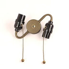Bieye SC07 E26 Light Socket Cluster with Pull Chain Switch and Electrical Wiring Accessories (2-Light, Antique Brass)