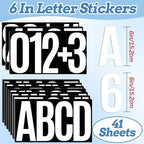 220 PCS Letter Stickers Big Font Mailbox Numbers and Letters Self Adhesive Vinyl Waterproof Alphabet Number Stickers for Bulletin Board Mailbox House Address,Cars,Poster,Business Decor(6 Inch,White)