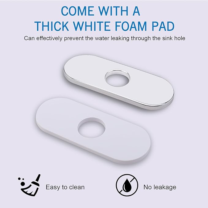 6.3 Inch Hole Cover Deck Plate Escutcheon for 1 or 3 Hole Bathroom Sink Faucet, Stainless Steel Sink Cover Plate, Chrome