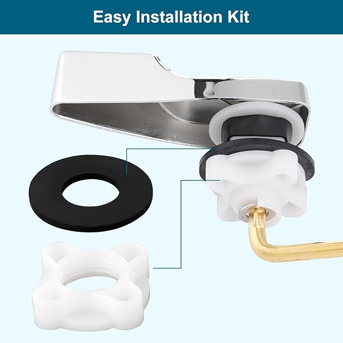 Universal Side Mount Metal Toilet Handle Replacement Kit Compatible with American Standard/Mansfield/Gerber/TOTO/Kohler Toilet, Toilet Tank Flusher Lever with Flapper Chain, Chrome