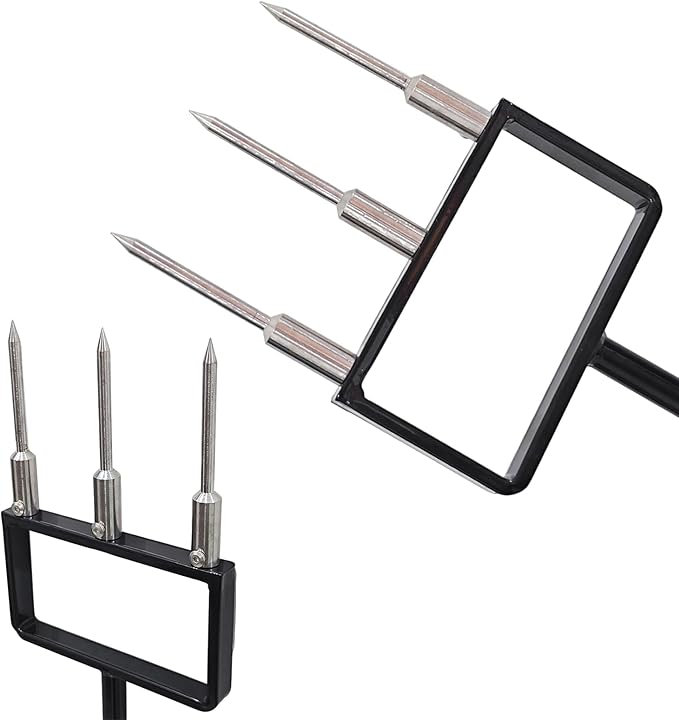 Lawn Aerator, Core Aerator Lawn Tool, Stainless Steel 3-Corer Lawn Hand Aeration – Manual Yard Plug Aerator for Compacted Garden Soil, Garden Care, Gardening Core Aeration Tool (Spike Tine)