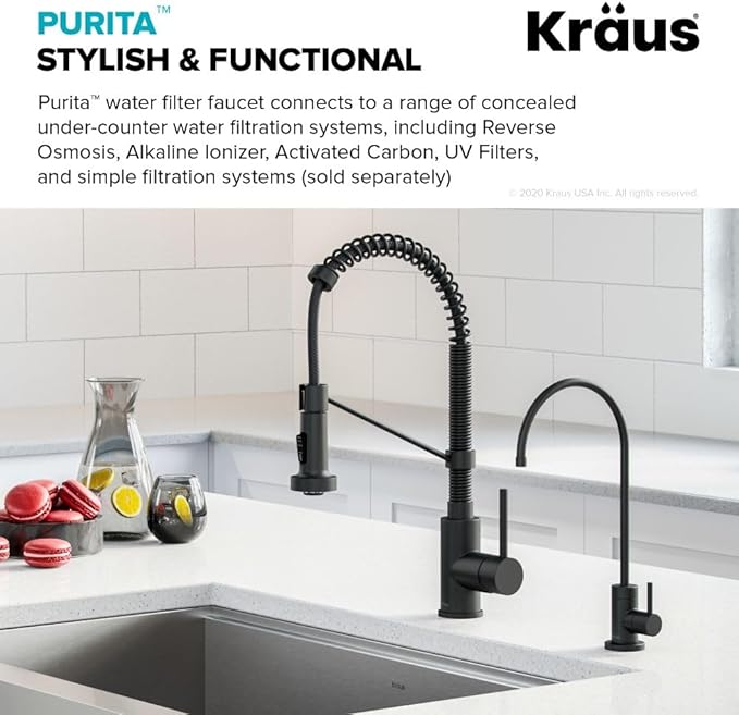 KRAUS Purita 100% Lead-Free Kitchen Water Filter Faucet in Matte Black, FF-100MB