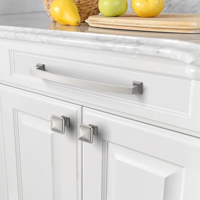 Asidrama 10 Pack 7.5 Inch(192mm) Hole Centers Kitchen Cabinet Handles, Brushed Satin Nickel Cabinet Pulls Kitchen Cabinet Hardware for Cupboard Drawer Pulls