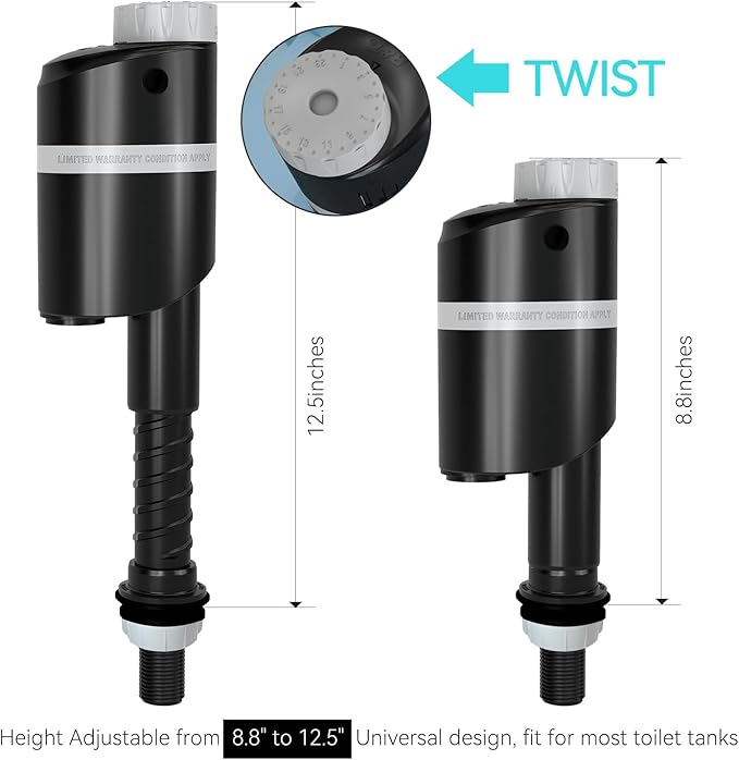 R&T A1350 Quiet Toilet Fill Valve Toilet Universal Tank Parts Replacement, Water Saving Toilet Repair Kit