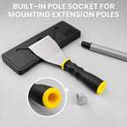 Mister Rui 3" Bent Scraper, Heavy Duty Paint Scraper Tool with Pole Socket Hammer End, Stainless Steel Bent Blade with Anti Slip Rubber Handle, Curved Floor Scraper for Cleaning, Removing, Repairing