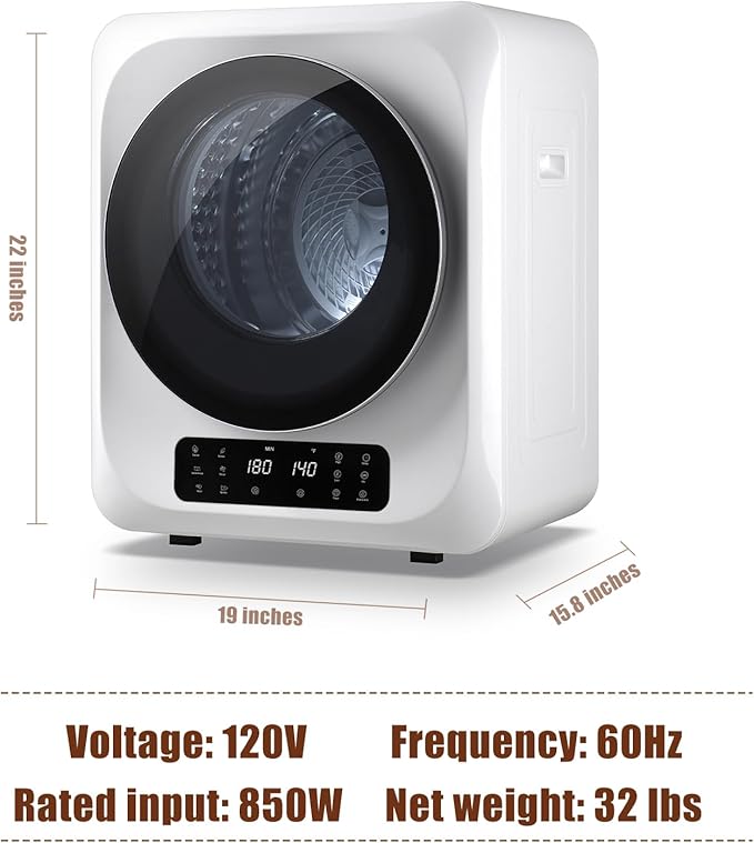 Auertech Portable Washer and Dryer Combo Set, 12 lbs Portable Clothes Dryers, 6 Drying Modes, 25 lbs Fully Automatic Washing Machine, 10 Wash Cycles, Compact Washer and Dryer for Apartment, RV, Dorm