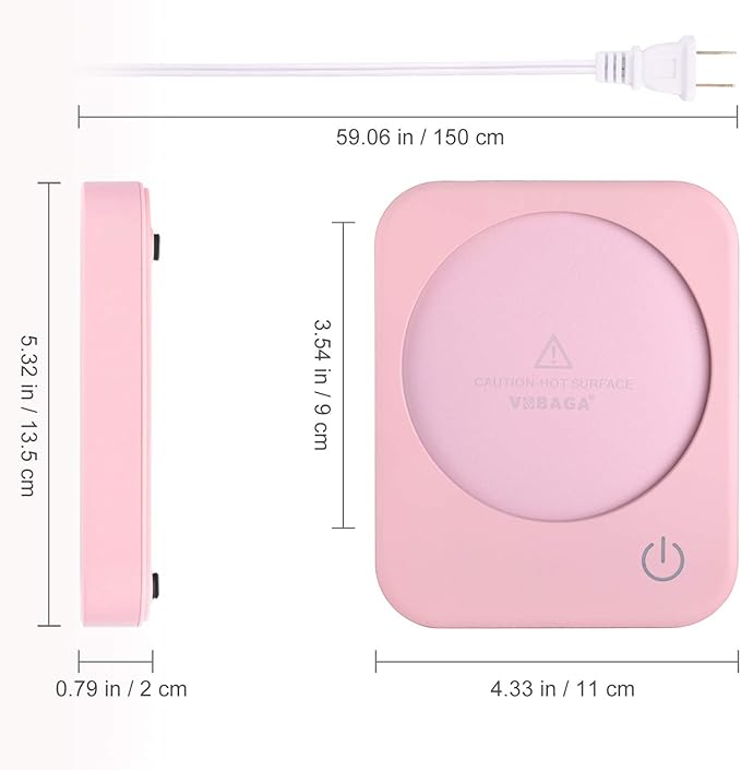 VOBAGA Coffee Mug Warmer with 4 Hours Auto Shut-Off, Coffee Warmer Plate for Office Home Desk Use with 3 Temperature Settings, Electric Cup Warmer for Cocoa,Tea, Milk, Water, for Gifts, Pink (No Cup)