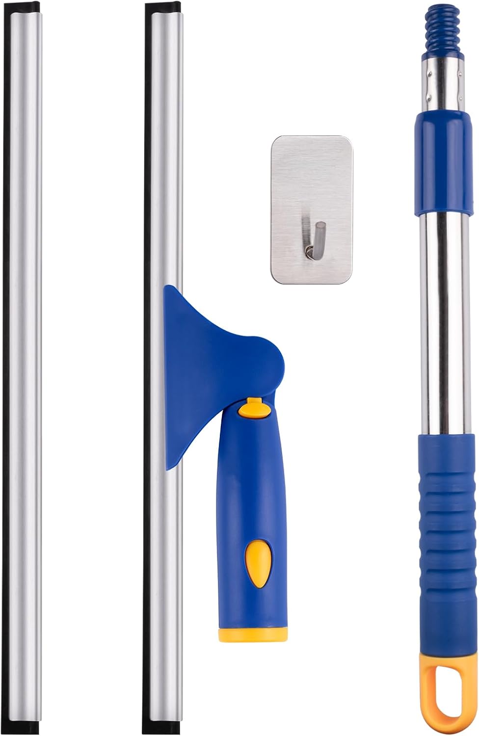 ITTAHO Shower Squeegee for Glass Doors, All-Purpose Extendable Window Squeegee with 2 Blades and Stainless Steel Pole, Window Cleaner Tool for Shower Doors, Windows, Bathroom and Car Windshields