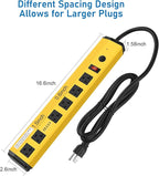 CCCEI Heavy Duty Power Strip Surge Protector 20 Amp, High Amp Industrial Shop Garage Metal Multiple Outlets, 6 FT 12 Gauge 5-15P Extension Cord 6 Outlet 6-20R T-Slot 20a for Appliance, Yellow.