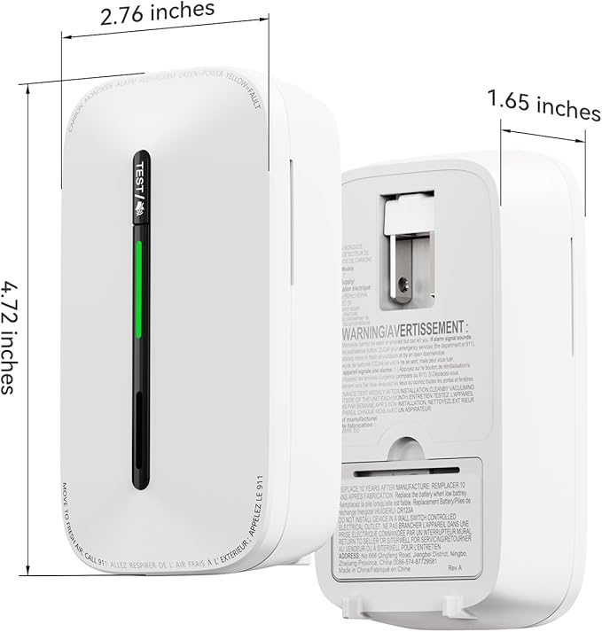 Jemay Plug in Carbon Monoxide Detector, Portable CO Detector with Battery Backup,10-Year CO Alarm with Test Mode/Temporary Muting Facility, LCD Numerical Display, 4 Packs