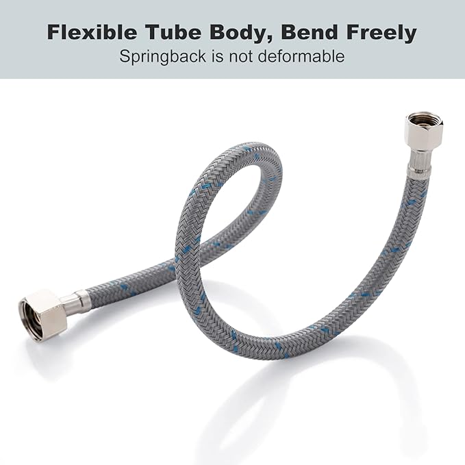 WOWOW 36" Faucet Supply Line, Bathroom Kitchen Faucet Lines Braided Nylon Sink Hose with 3/8-Inch Female Compression Thread x 1/2" Comp 2Pcs (1 Pair)
