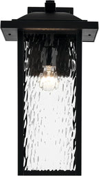 Kichler 20" Capanna 1-Light Extra-Large Wall Light with Clear Water Glass in Textured Black, for Porch, Patio, Garage, Front Door, (20" x 10.75"), 49928BKT
