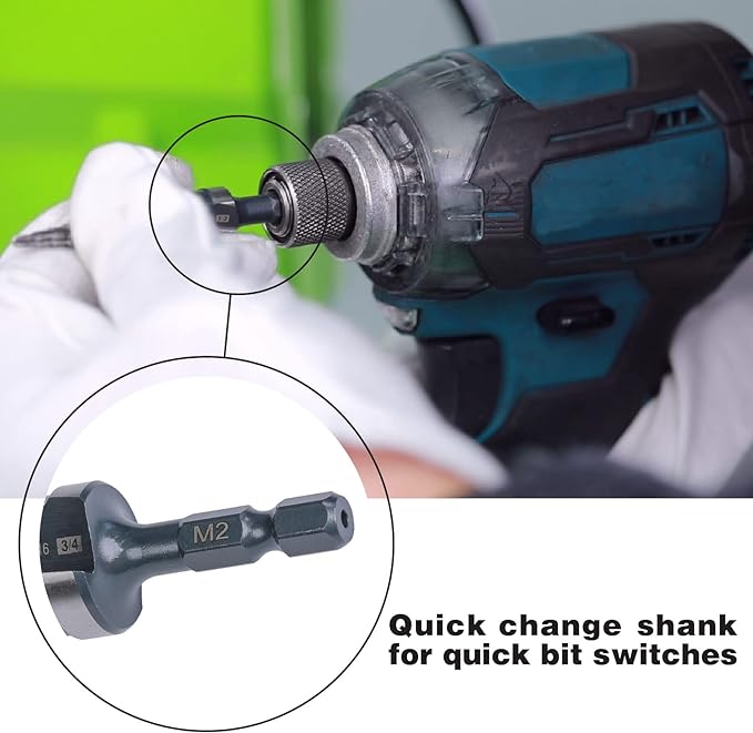 M2 HSS Quick Change 1/4" - 3/4" Step Drill Bit Double Fluted Drill Bits for Hole Drilling in Stainless Steel, Copper, Aluminum, Wood, Plastic