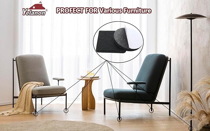 Yelanon Felt Furniture Pads for Hardwood Floors -216 Pcs Premium Felt Pads for Chair Legs, Floor Protectors for Furniture, Beige & Black
