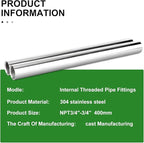 TAISHER 2PCS Stainless Steel Pipe Fittings, 3/4" NPT Female x 3/4" NPT Female Threaded, 16" Length Nipple Cast Pipe