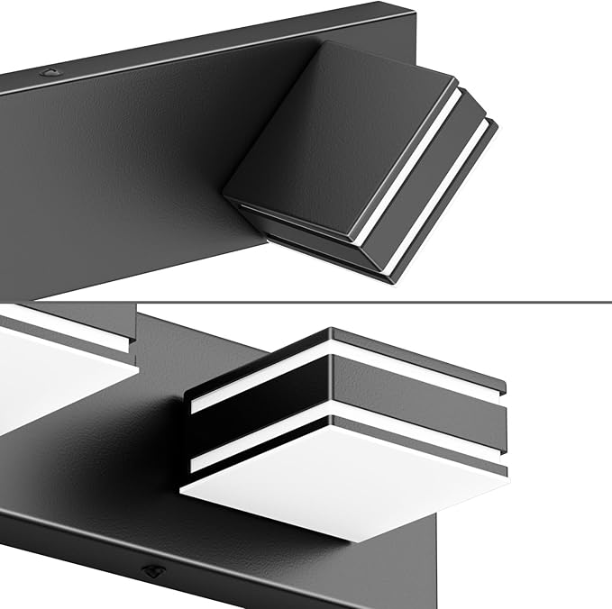 Ralbay LED Modern Bathroom Vanity Lights Black 3-Light 24inch Matte Black Modern Acrylic Bathroom Wall Lighting Fixtures Over Mirror