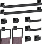 10-Piece Matte Black Bathroom Hardware Accessories Set Black Towel Bar Set Towel Holder Set Stainless Steel Wall-Mounted Towel Rack Set for Bathroom,23.6 Inch Towel Bar