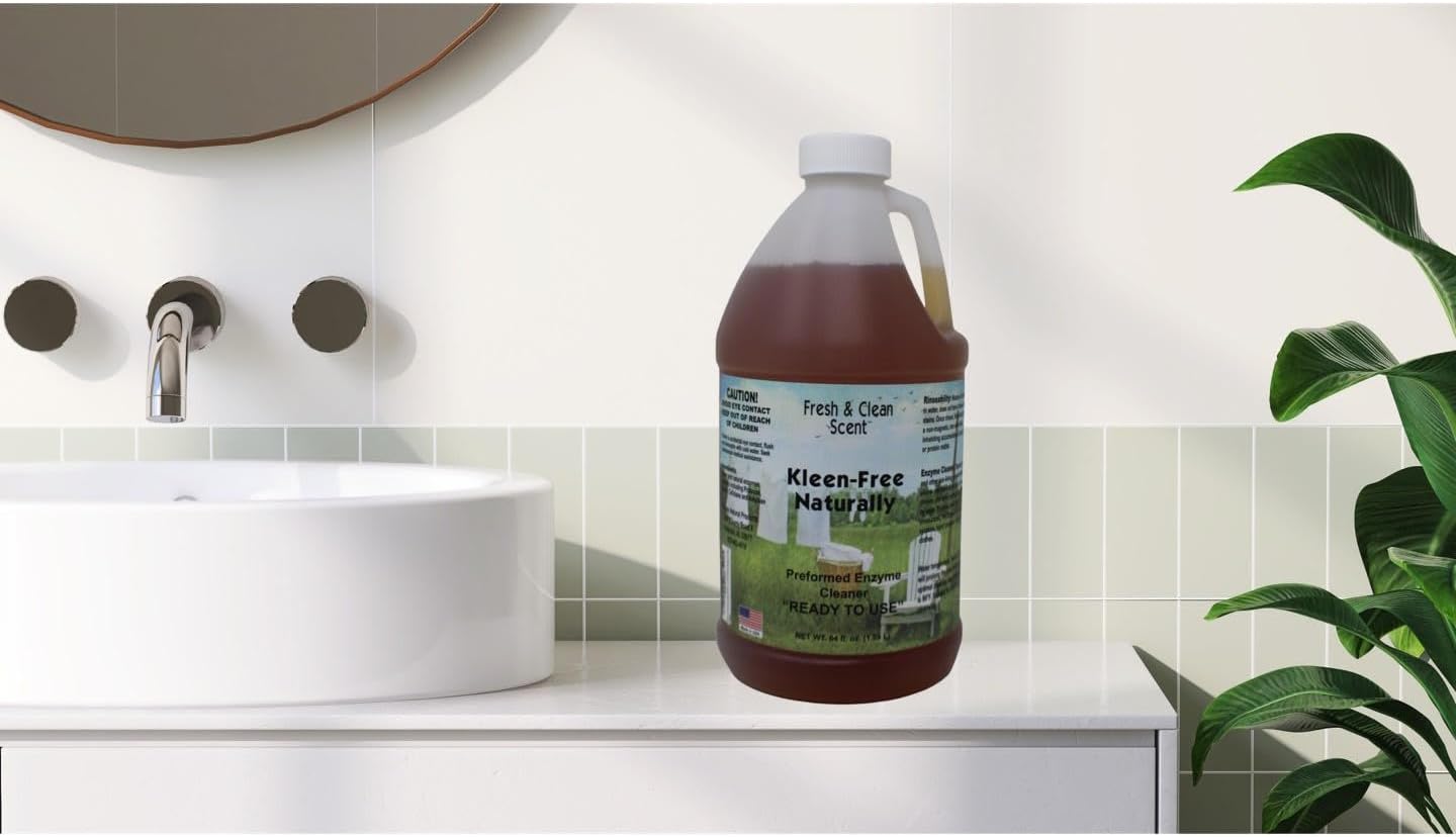 Naturally Preformed Enzyme Cleaner, Enzyme Solution, Multi-Purpose Cleaner, Laundry Additive and More - Concentrate-Fresh and Clean Scent-64oz