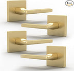 Mega Handles Prime Dummy Door Handles - 4 Pack Heavy Duty Gold Door Handle, Non-Turning Door Handle for Hallway, Closet & French Doors, Single Side, Fits All Standard Doors - Satin Brass