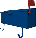 Oakland Living AZ620-BLUE Blue Patriotic Metal Outgoing Mail Flag and Newspaper Hangers Wall Mounted Mailbox