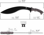 REAT Kukri Machete with Sheath,19 inch 420 Stainless Steel Blade,Non-silp Rubber Handle, Machetes for Cutting Trees,Yard Work,Hunting,Camping