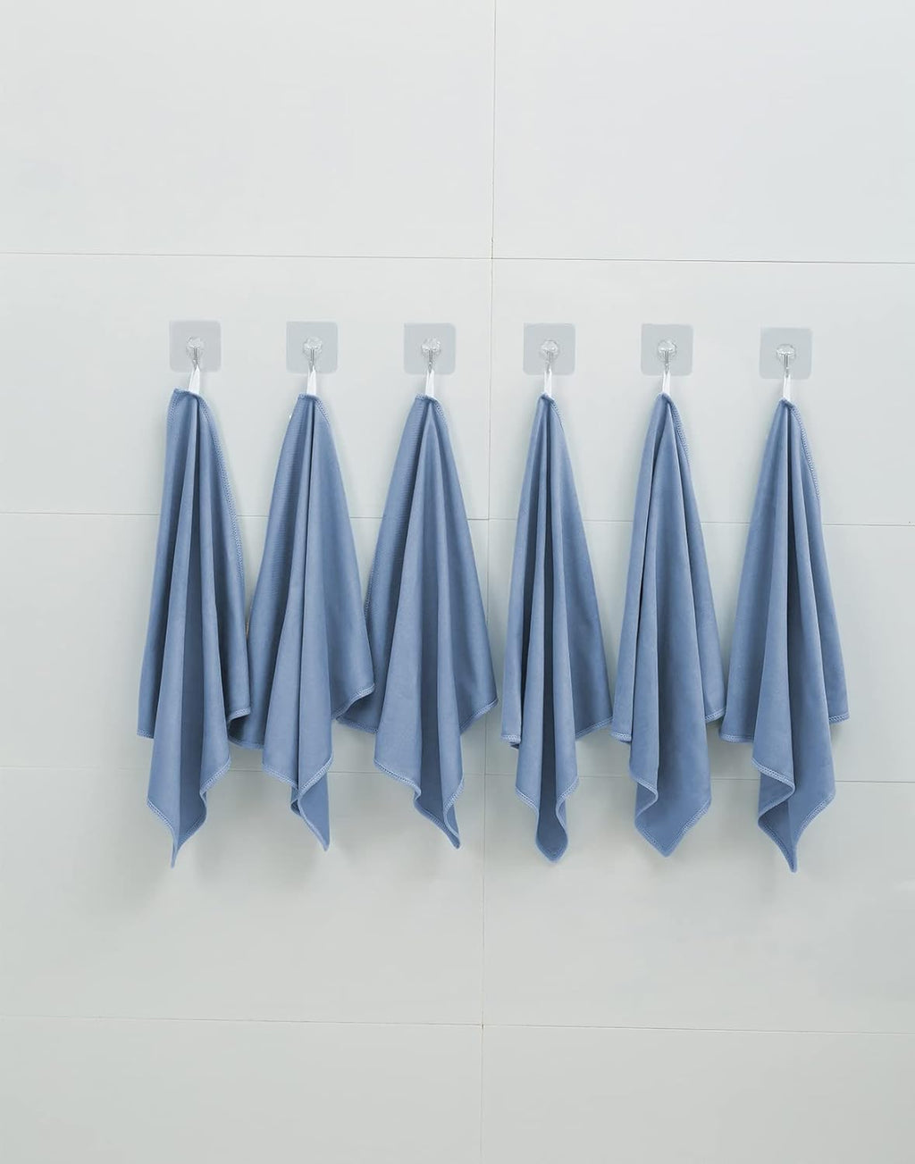 6 Pack Microfiber Glass Cleaning Cloth, 16 Inch X 16 Inch, Lint Free Quickly Clean Window, Glasses, Windshields, Mirrors, and Stainless Steel, Dark Blue