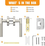 Amerdeco 1 Pack Brushed Satin Nickel Door Handles Interior, Knurled Privacy Door Handles,Heavy Duty Black Door Lever for Bedroom or Bathroom,Reversible Keyless for Left Right Handed Doors AM0016