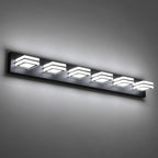 Ralbay Modern Black Bathroom Light Fixtures 6 Lights Up and Down Modern LED Bathroom Vanity Lights Over Mirror Acrylic Rotatable Matte Black Bath Wall Lighting