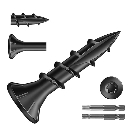 #8 x 3/4" Deck Screws (553Pcs) 2lb. Carbon Steel, Black, Flat Head, Rust Resistant epoxy Coated, with T25 Star Bit