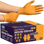 Inspire Heavy Duty Orange Nitrile Disposable Gloves | ULTRA 8 Mil Diamond Textured Grip | Industrial Mechanic Food