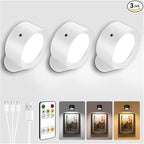 LED Wall Mounted Lights, Rechargeable Wall Sconces with Remote & Touch Control, 3 Color Temperatures 360° Rotation Dimmable Cordless Wall Light for Bedroom Study Reading Bedside (White, 3 Pack)