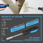 DNA MOTORING 39-Piece Household Tool Set General Repair Small Hand Tool Kit Storage Case for Home Garage Office College Dormitory Use, Blue, TOOLS-00008