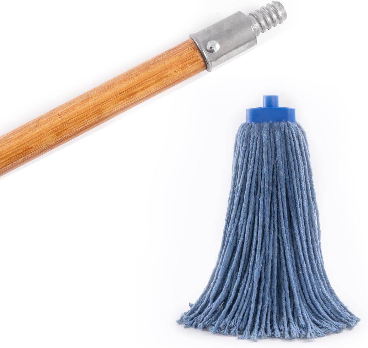 Matthew Cleaning Commercial 60inch Screw On Mop Handle for Floor Cleaning Heavy Duty Mop Head Replacement Holder Industrial Grade Lacquered-Wood Handle with Threaded Metal Tip - 6 Pack