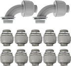 12 Pack NPT 1 Inch Liquid Tight Connector,Non-Metallic PVC Electrical Flexible Conduit Fittings,UL Listed - 10 Pack 180D and 2 Pack 180D,Grey