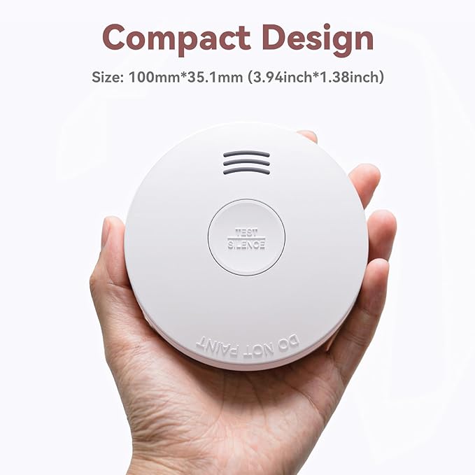 Smoke Detector 10 Year Battery, Smoke Fire Alarm with Photoelectric Sensor, Easy to Install with Magnetic Mount, Smoke Detectors with Silence Button & LED Lights for Home, 8 Pack