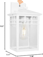 Dusk to Dawn Outdoor Light Fixture Wall Mount, Rustic Exterior Lights Fixture Wall Sconces with Seeded Glass for Front Porch, Waterproof Outdoor Wall Lantern in White Finish for Home,DDRZ009-W WH