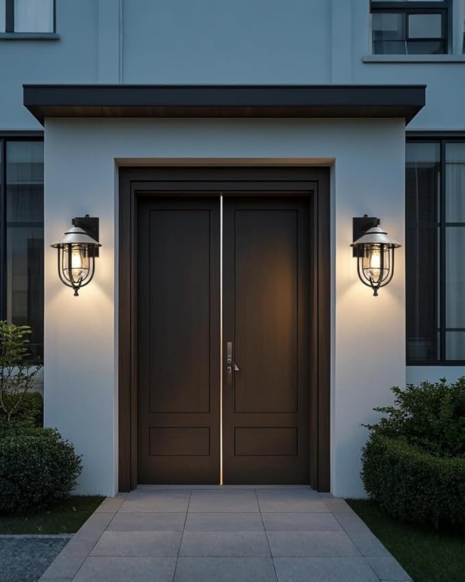merley Porch Lights Outdoor Modern Wall Lights with Dusk to Dawn Sensor, Rust-Proof & Weather-Resistant Design, Easy to Install – Ideal for House