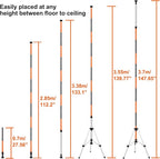 KEZERS Laser Level Pole with Tripod,12Ft./3.7M Telescoping Pole for Laser Levels,1/4”-20 Laser Mount for Rotary and Line Laser Level,Adjustable Pole and Tripod with 5/8”-11 Threaded Adapter-FLP370B