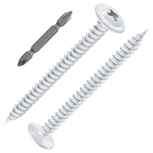 Wensilon(100 pcs)#8×2" Phillips Truss Head Wood Screws White Iron Quick Metal Self Tapping