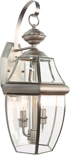 Outdoor Wall Lights, 20inch Large Exterior Lighting Fixtures, 2 Light Waterproof Wall Sconce with Glass Shades, Aluminium Outside Lanterns for Porch Farmhouse Patio Doorway Yard (E12 Base Max 40W)