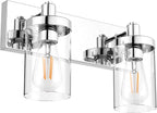 Aipsun Bathroom Vanity Lighting Fixtures Chrome Vanity Light 2 Light Stainless Steel Bathroom Light with Clear Glass Shade(Exclude Bulb)