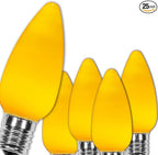 Wintergreen Lighting 25 Pack OptiCore C9 LED Christmas Light Bulbs, Gold Smooth Finish, Heavy Duty E17 Base Premium Outdoor Christmas Light Bulb Replacement