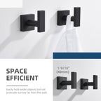 Angle Simple Bathroom Towel Hooks, Stainless Steel Robe Coat Hooks for Wall, Matte Black, 2 Pack