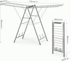 APEXCHASER Clothes Drying Rack Foldable, Metal Laundry Drying Rack Collapsible, Portable Compact Clothes Rack for Sweater Baby Clothes Towel Indoor & Outdoor, Height Adjustable Clothes Airer, Grey