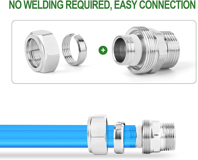 TAISHER 2PCS Brass-Nickel Plated Straight Fitting，3/4" Tubing × 1/2" NPT Male Tube Fitting For Air Piping System